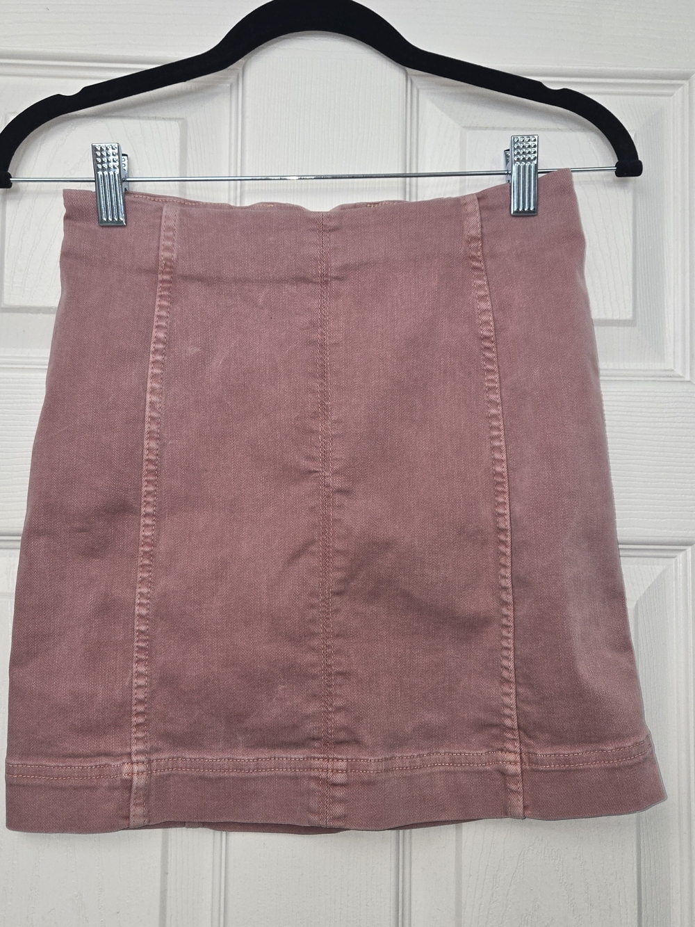 Jolt Womens Size 3 Dusty Rose Pink Denim High Waist Mini Skirt Back Zip Paneled